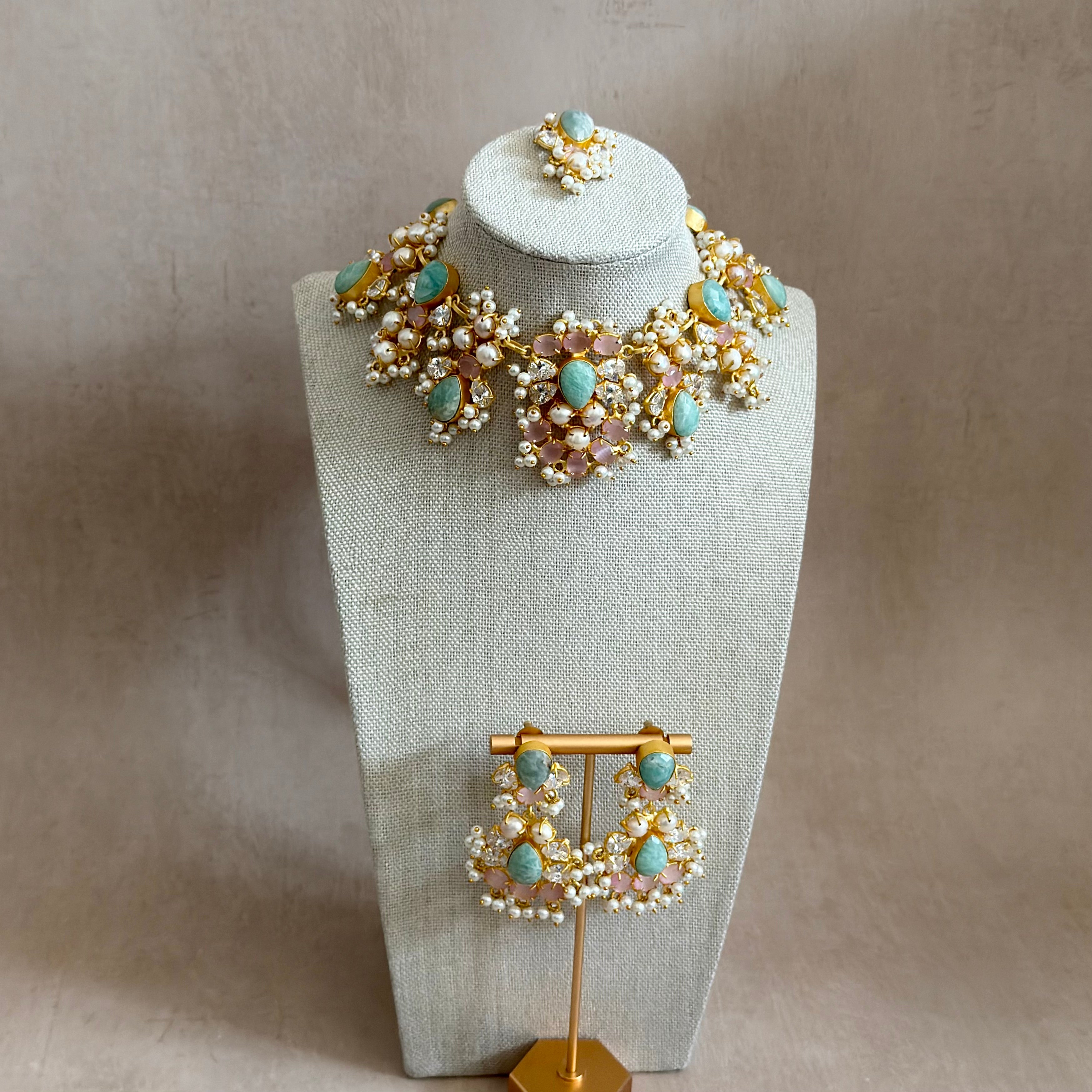 Esme Jade Pink Necklace Set - Ahseya & Co