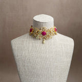 Minal Fuchsia Crystal Choker Set