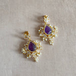 Plush Purple Crystal Drop Earrings - Ahseya & Co