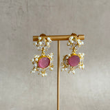 Pinky Crystal Drop Earrings