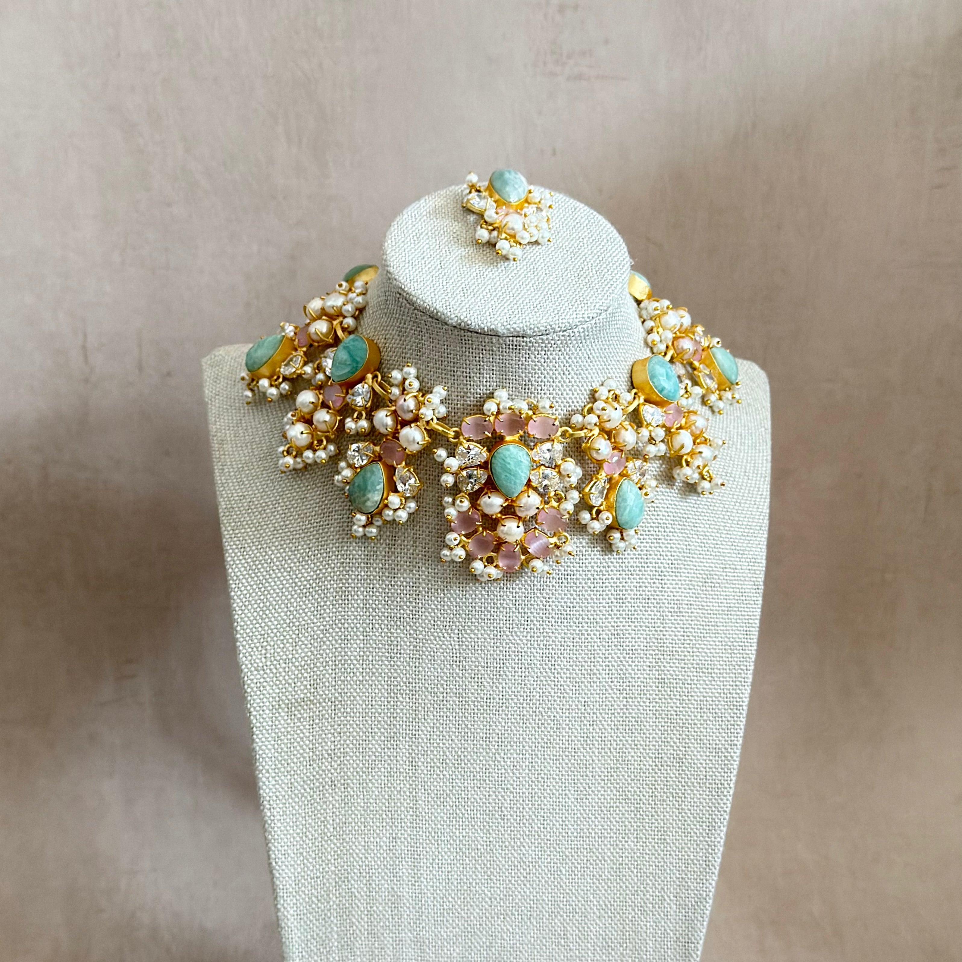 Esme Jade Pink Necklace Set - Ahseya & Co