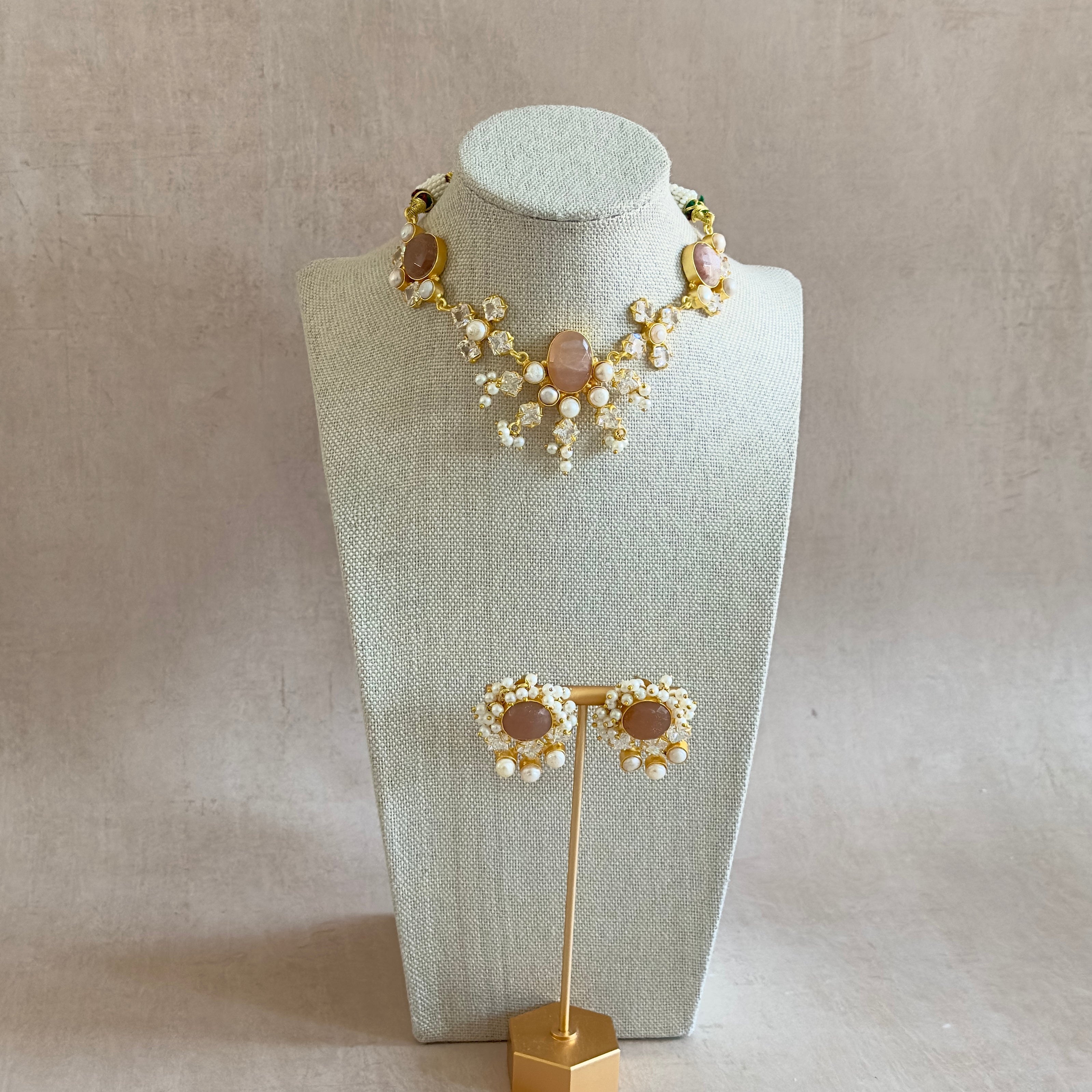 Simona Mauve Crystal Necklace Set - Ahseya & Co