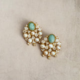 Lotus Jade Pearl Stud Earrings
