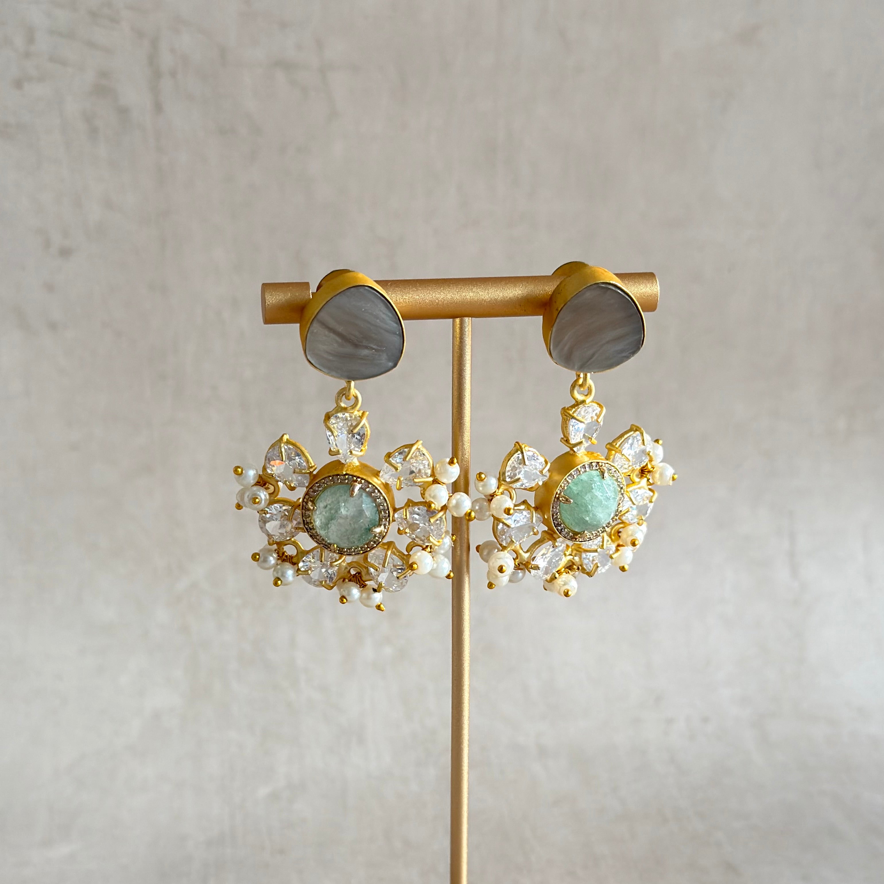 Grey Crystal Drop Earrings - Ahseya & Co