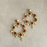 Nurea Fuchsia Crystal Drop Earrings - Ahseya & Co