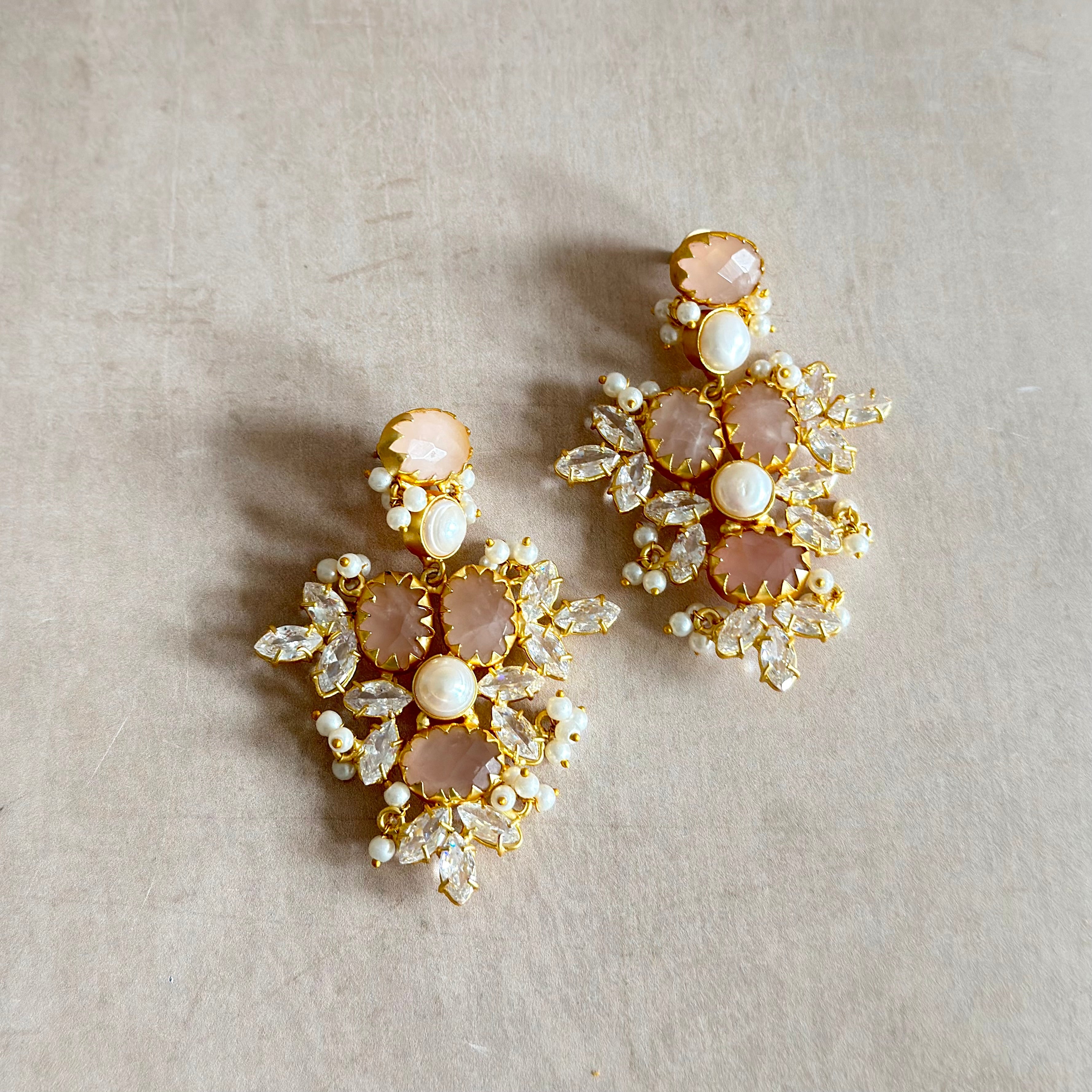 Rhea Rose Crystal Drop Earrings - Ahseya & Co