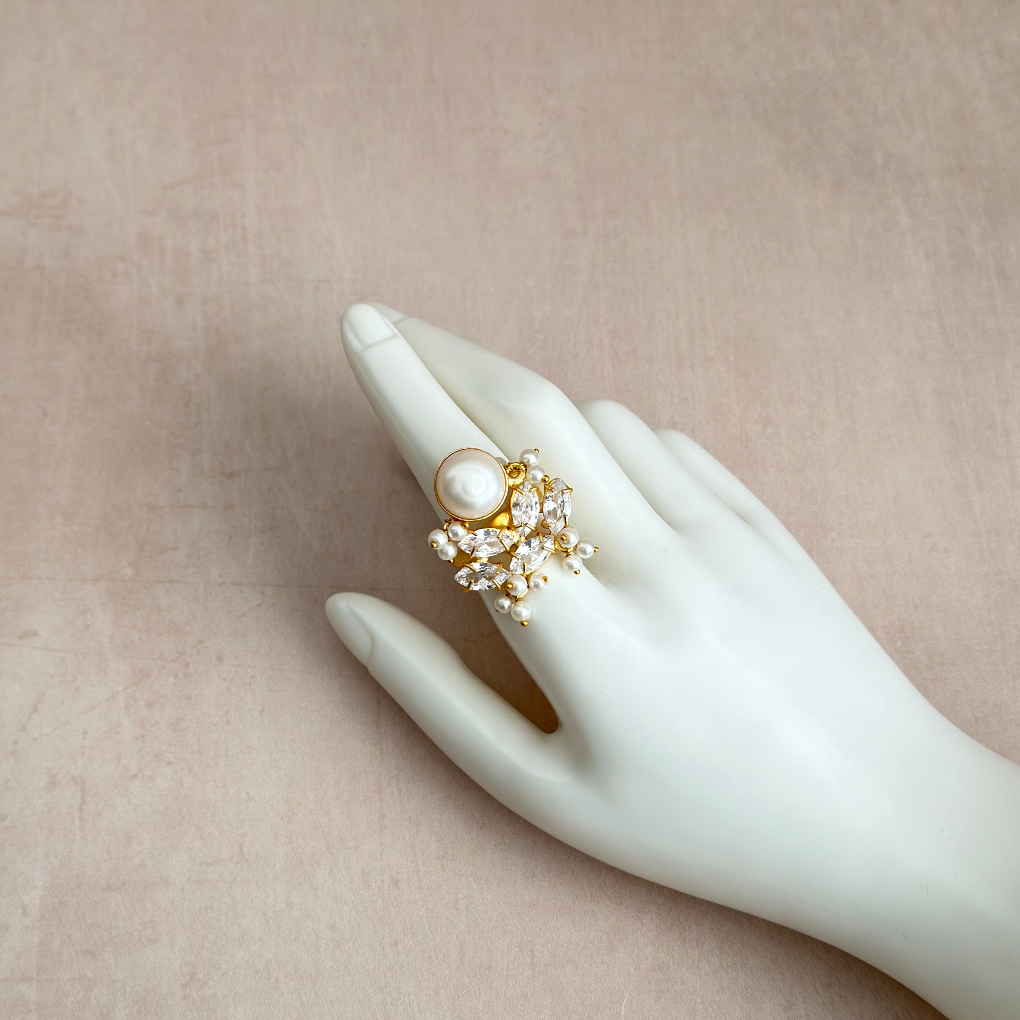 Pearl Crystal Ring - Ahseya & Co