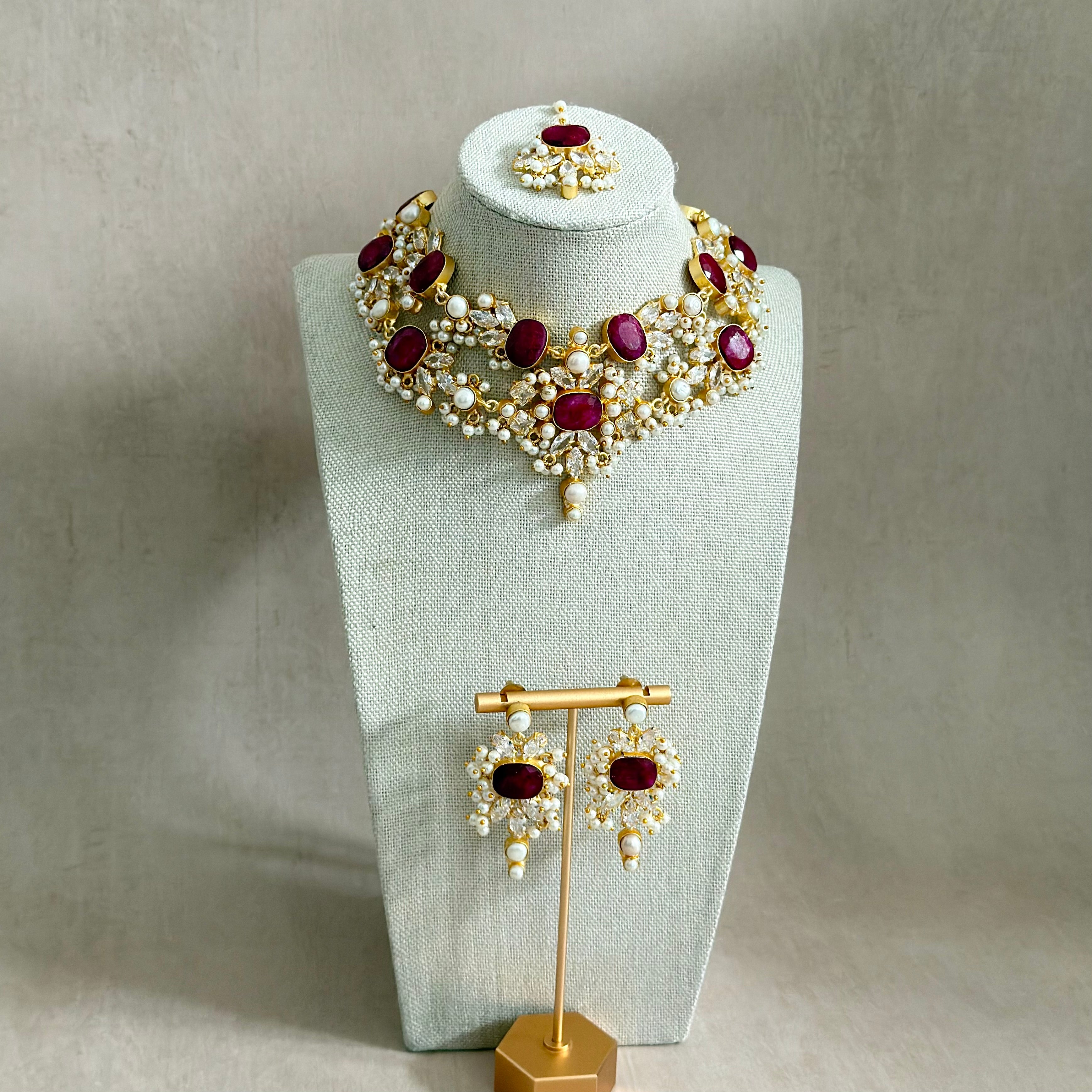 Athena Fuchsia Necklace Set - Ahseya & Co