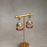 Ivy Red Crystal Jhumka Drop Earrings