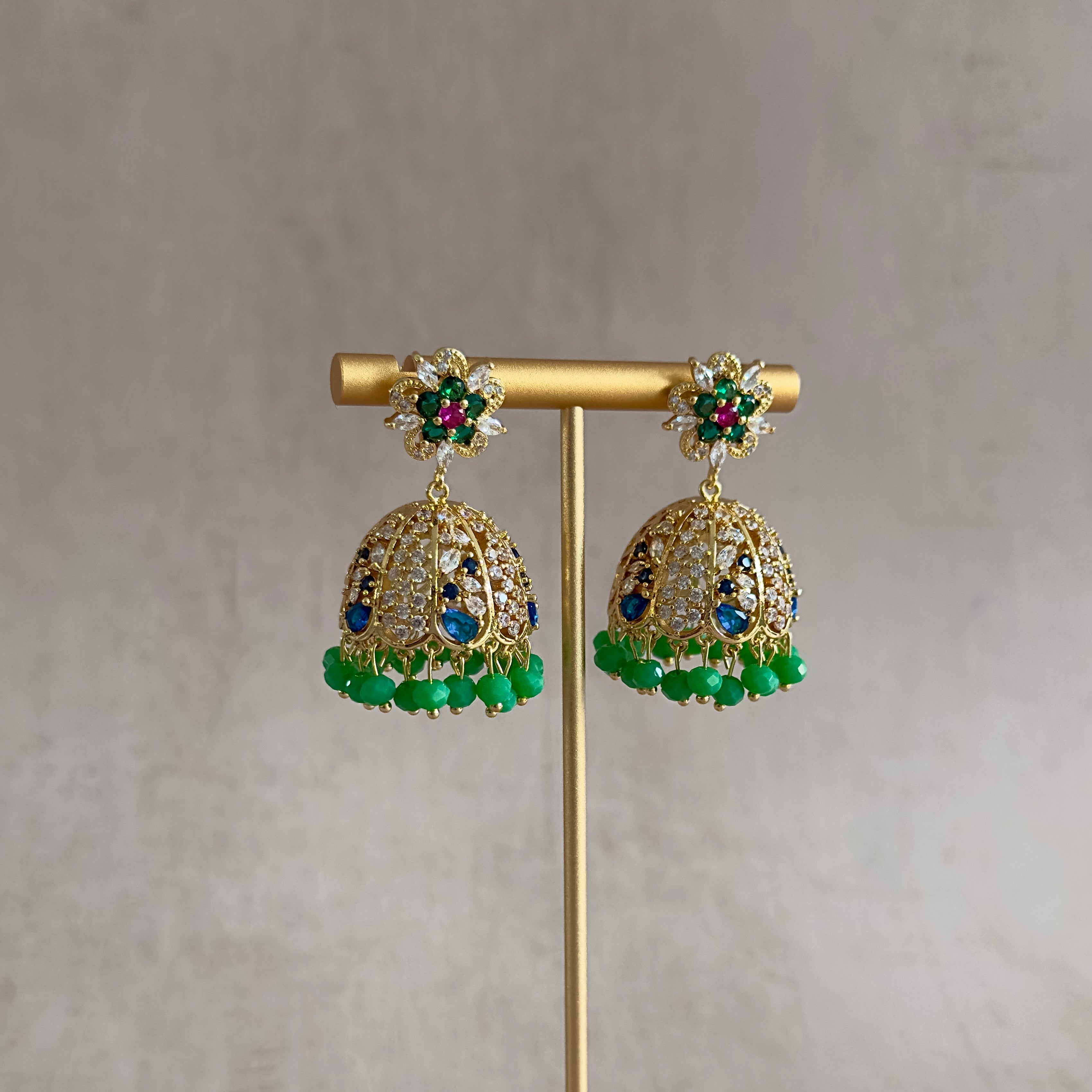 Willow Crystal Jhumka Earrings - Ahseya & Co.