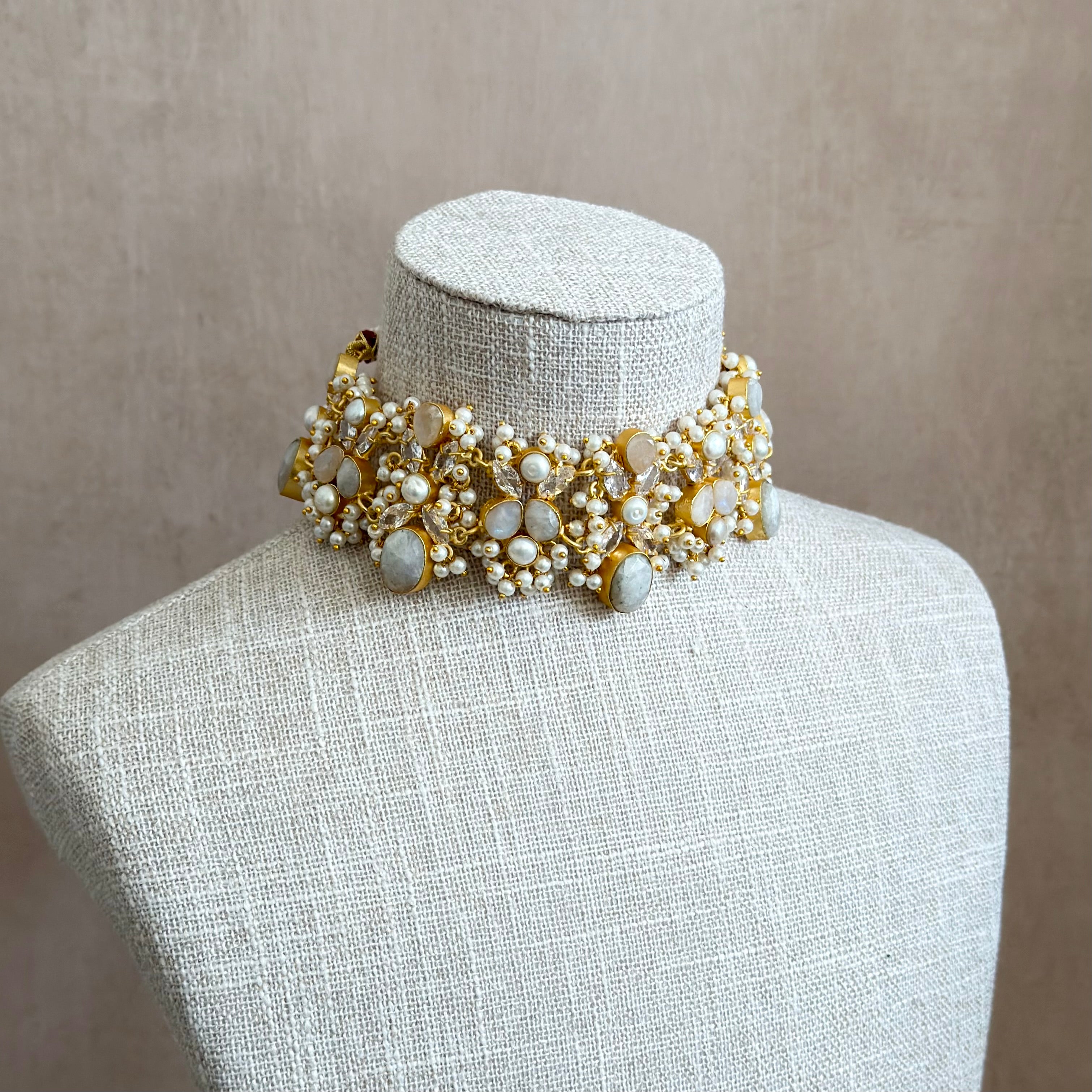 Alessia Moonstone Pearl Choker - Ahseya & Co