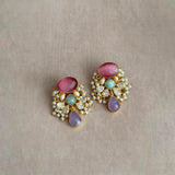 Nazeera Pink Crystal Drop Earrings - Ahseya & Co