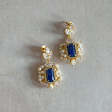 Navy Crystal Drop Earrings