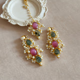 Laleh Olive PInk Tikka Set - Ahseya & Co