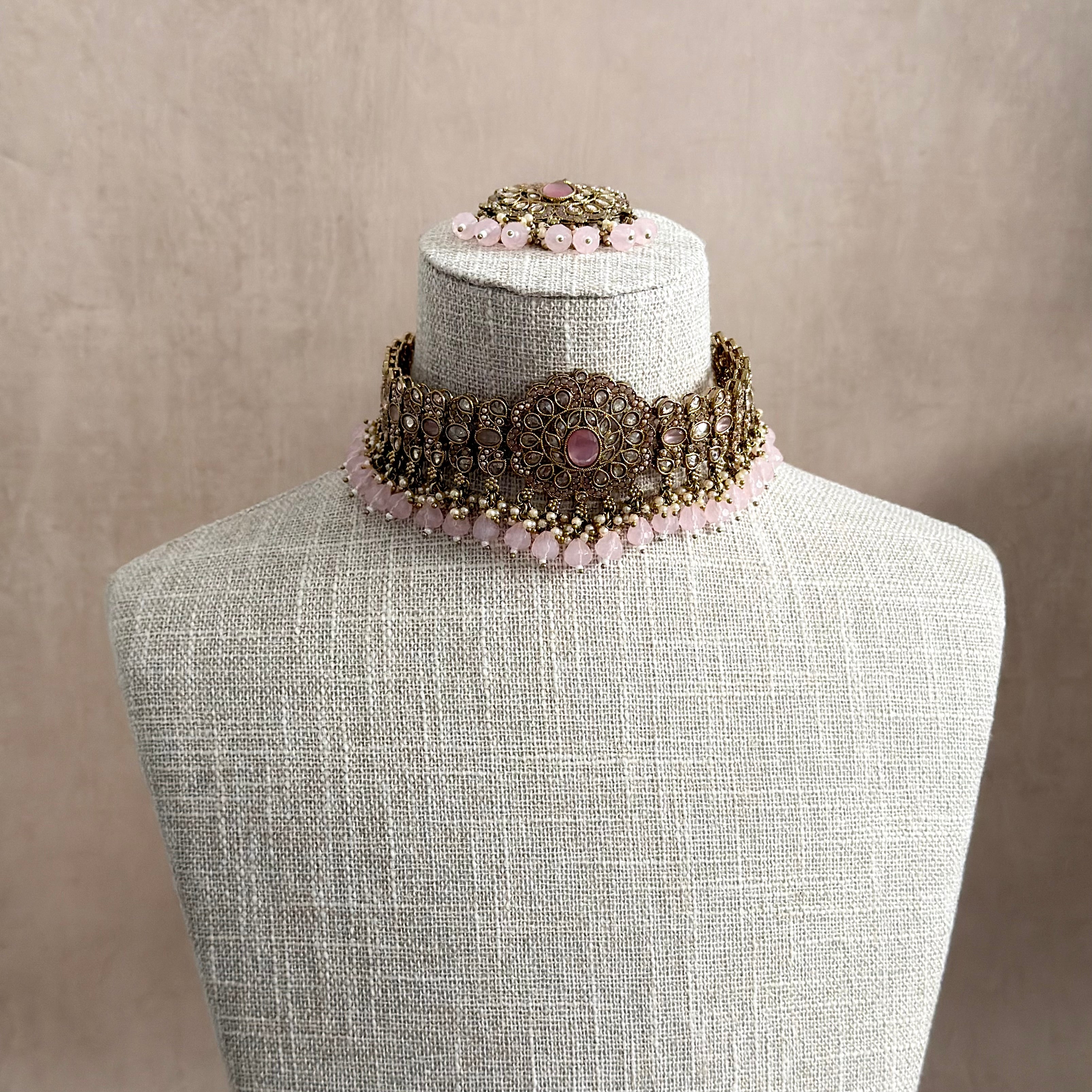 Zareefa Pink Choker Set - Ahseya & Co