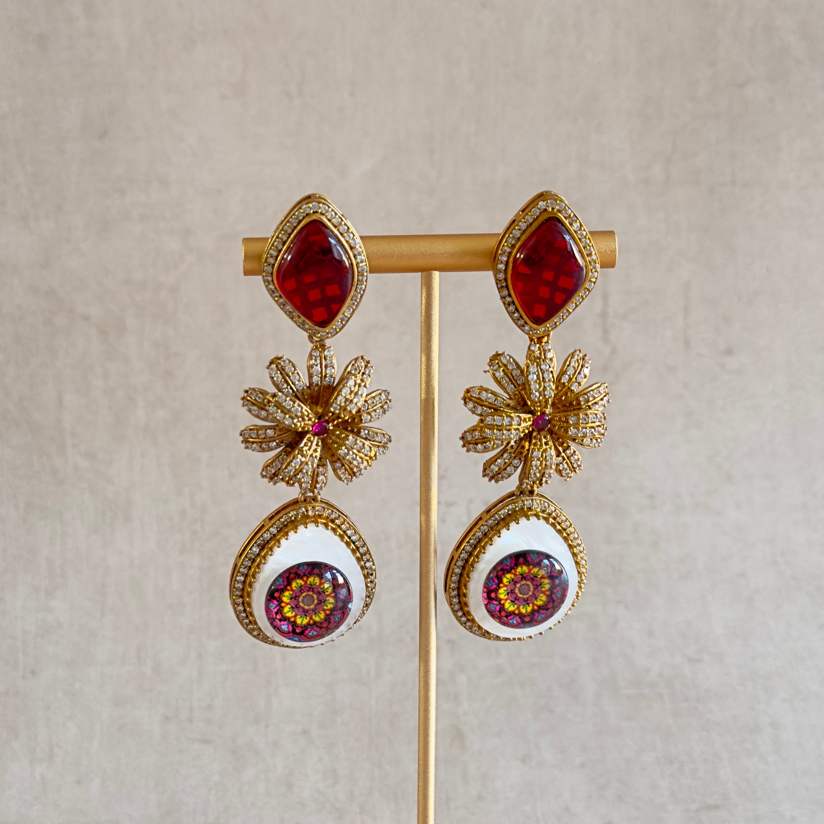 Labeeba Red Drop Earrings - Ahseya & Co
