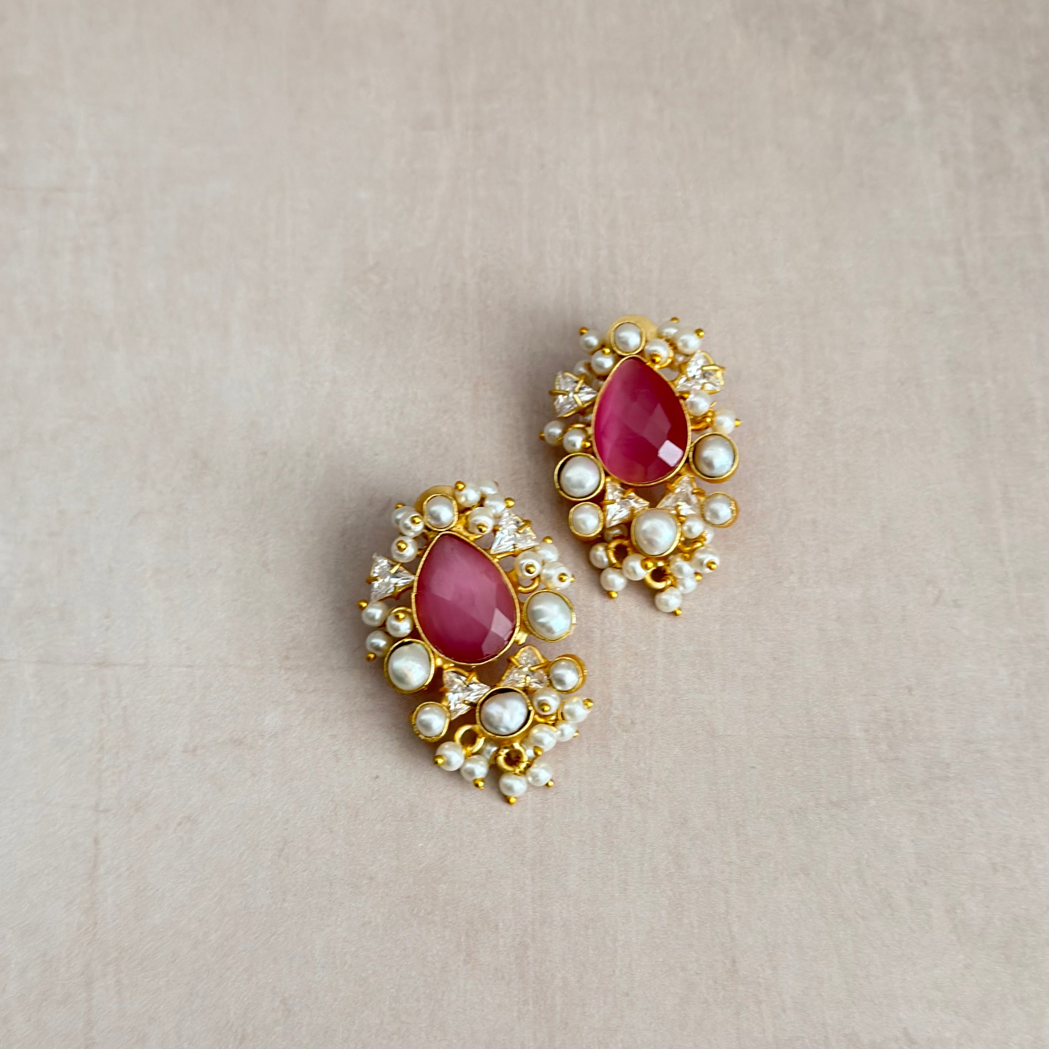 Sorella Pink Stud Earrings - Ahseya & Co