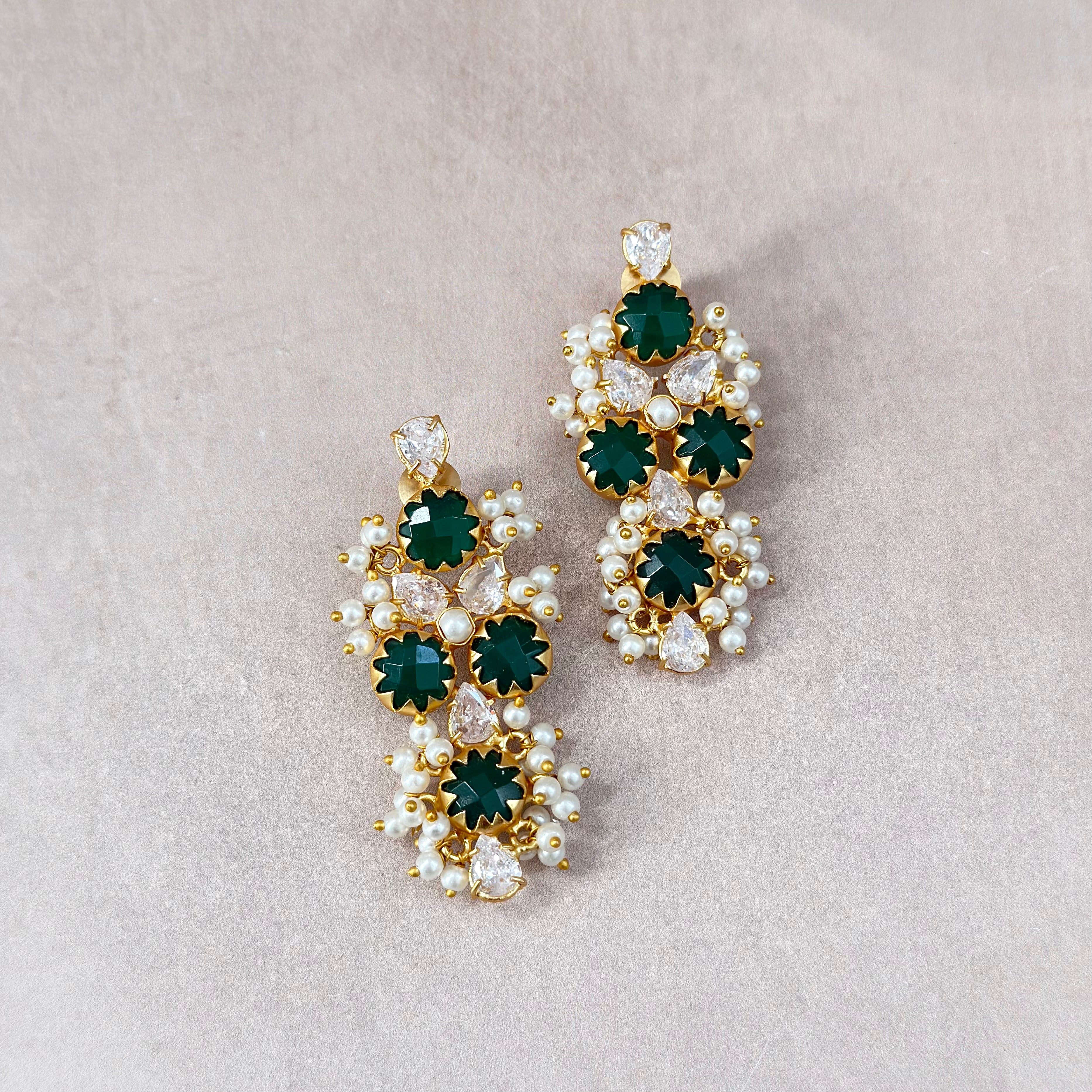 Bella Green Stud Earrings - Ahseya & Co