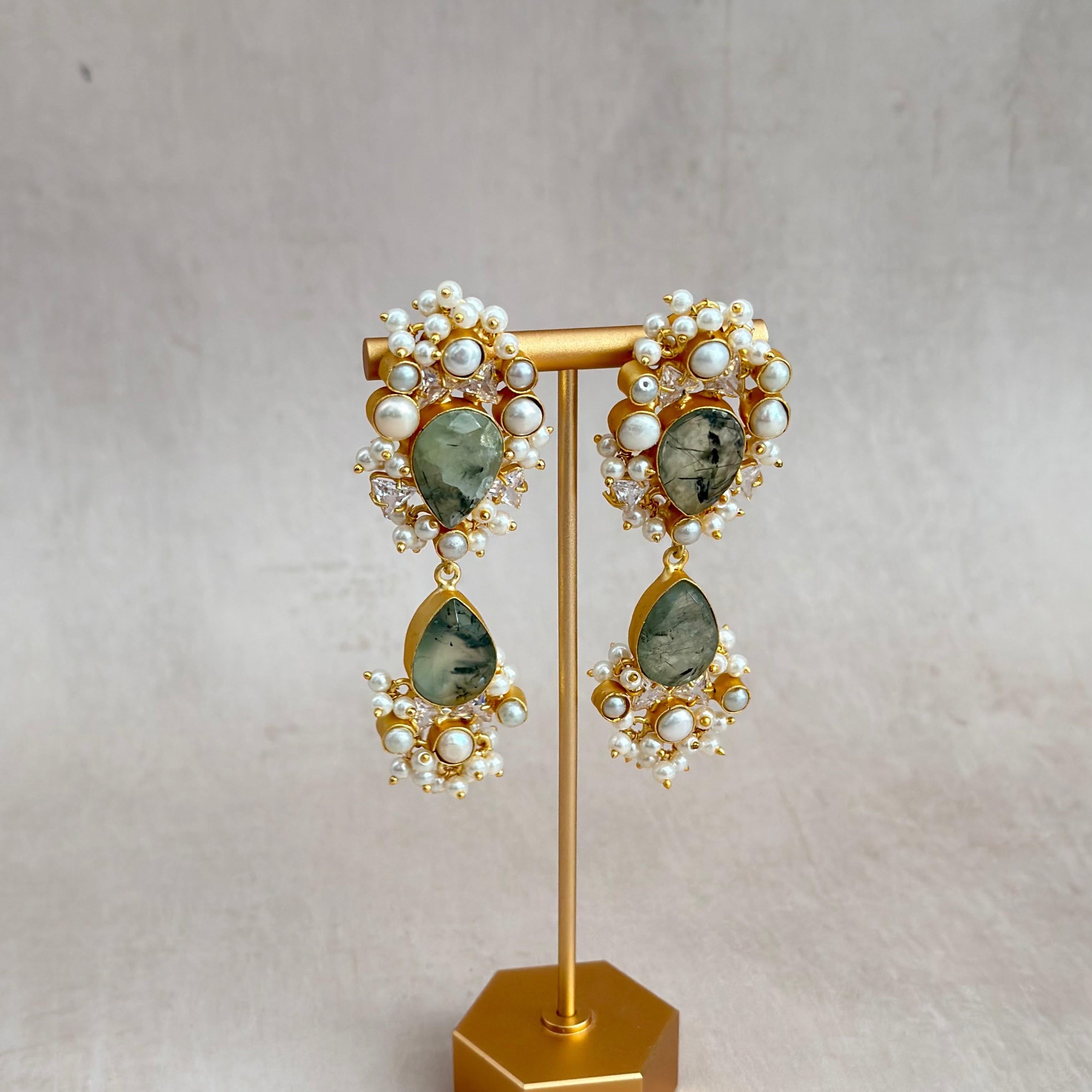 Danika Olive Pearl Drop Earrings - Ahseya & Co