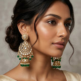 Aman Green Kundan Drop earrings - Ahseya & Co