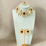 Maliha Maroon Pearl Choker Set