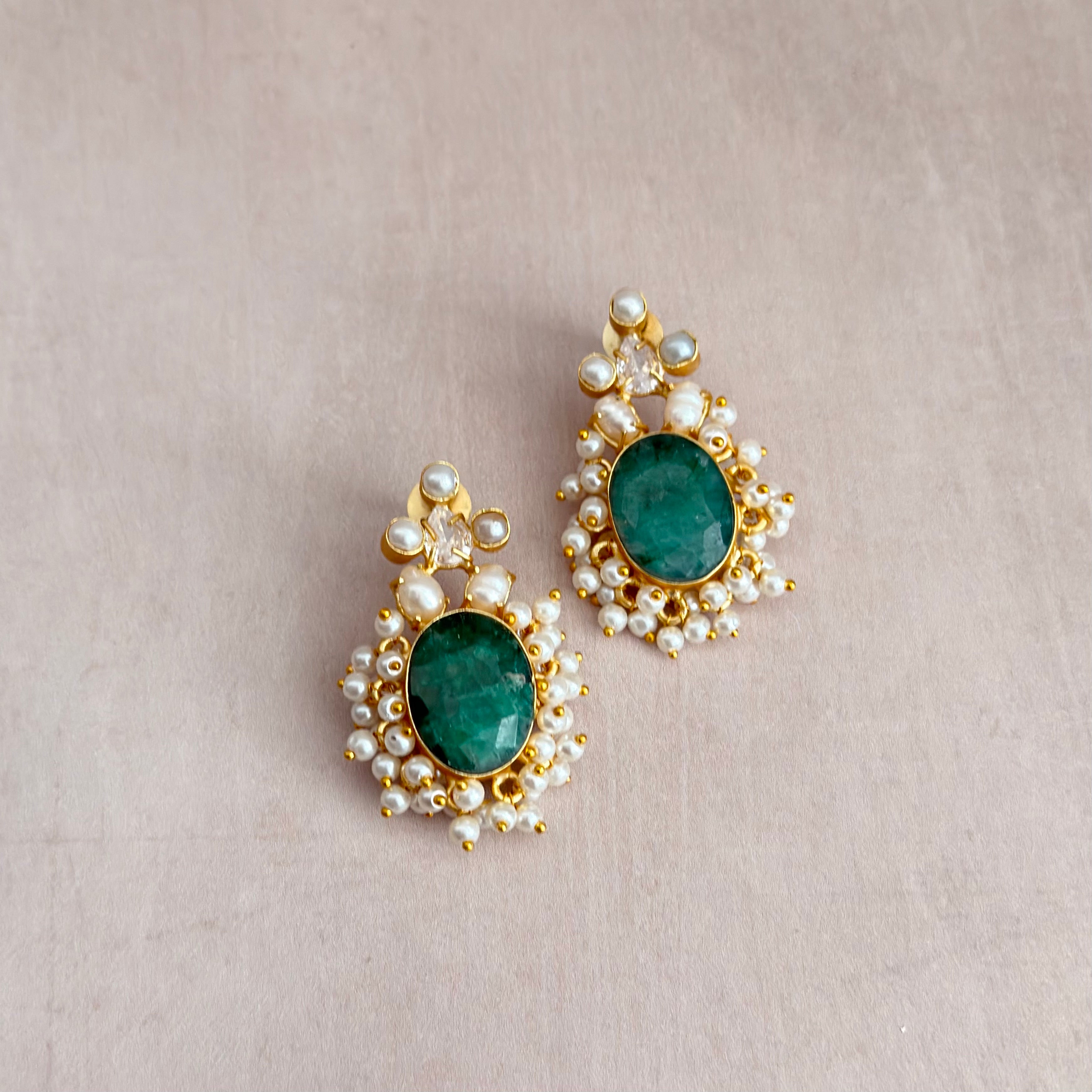 Mika Green Stud Earrings - Ahseya & Co