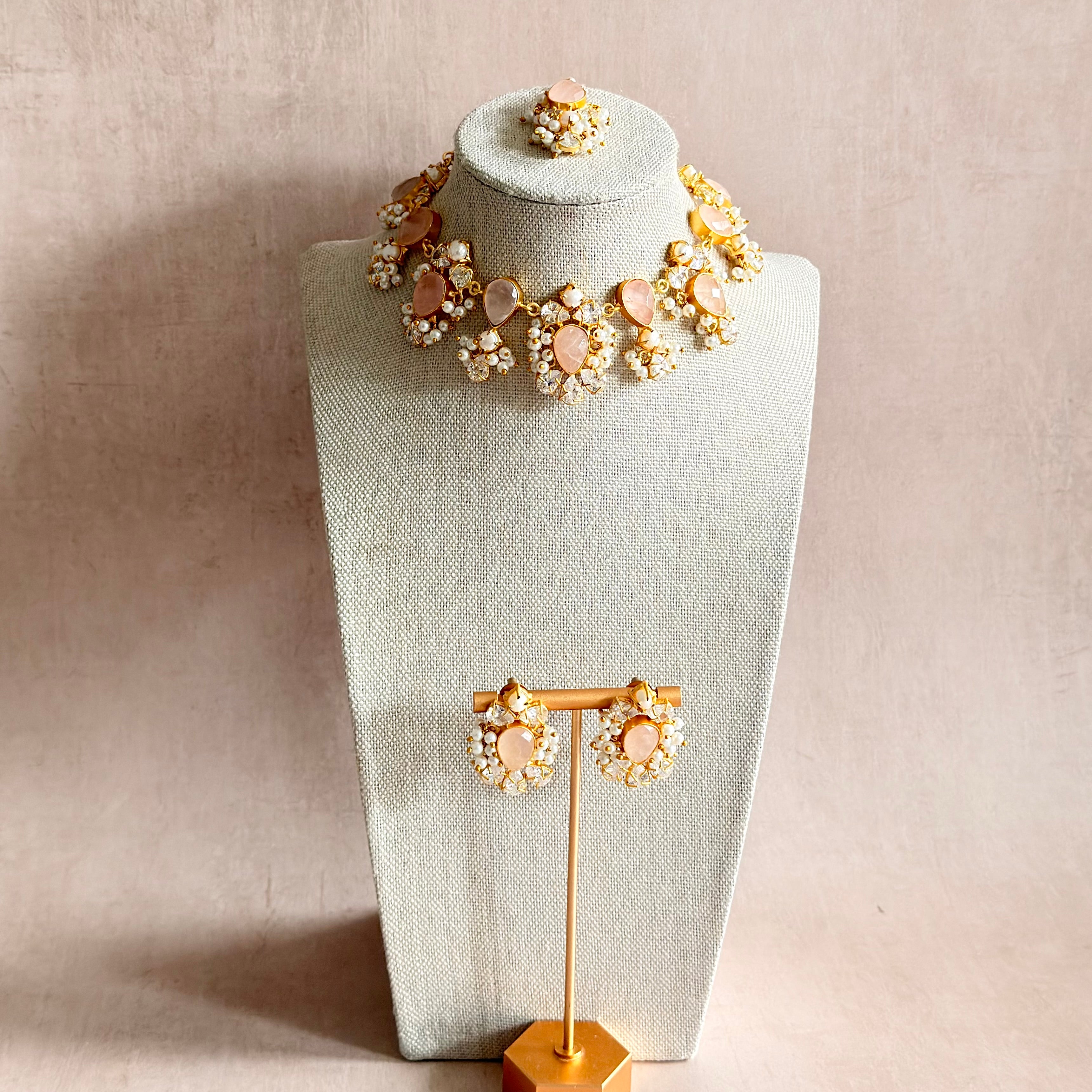 Winslet Rose Crystal Choker Set - Ahseya & Co