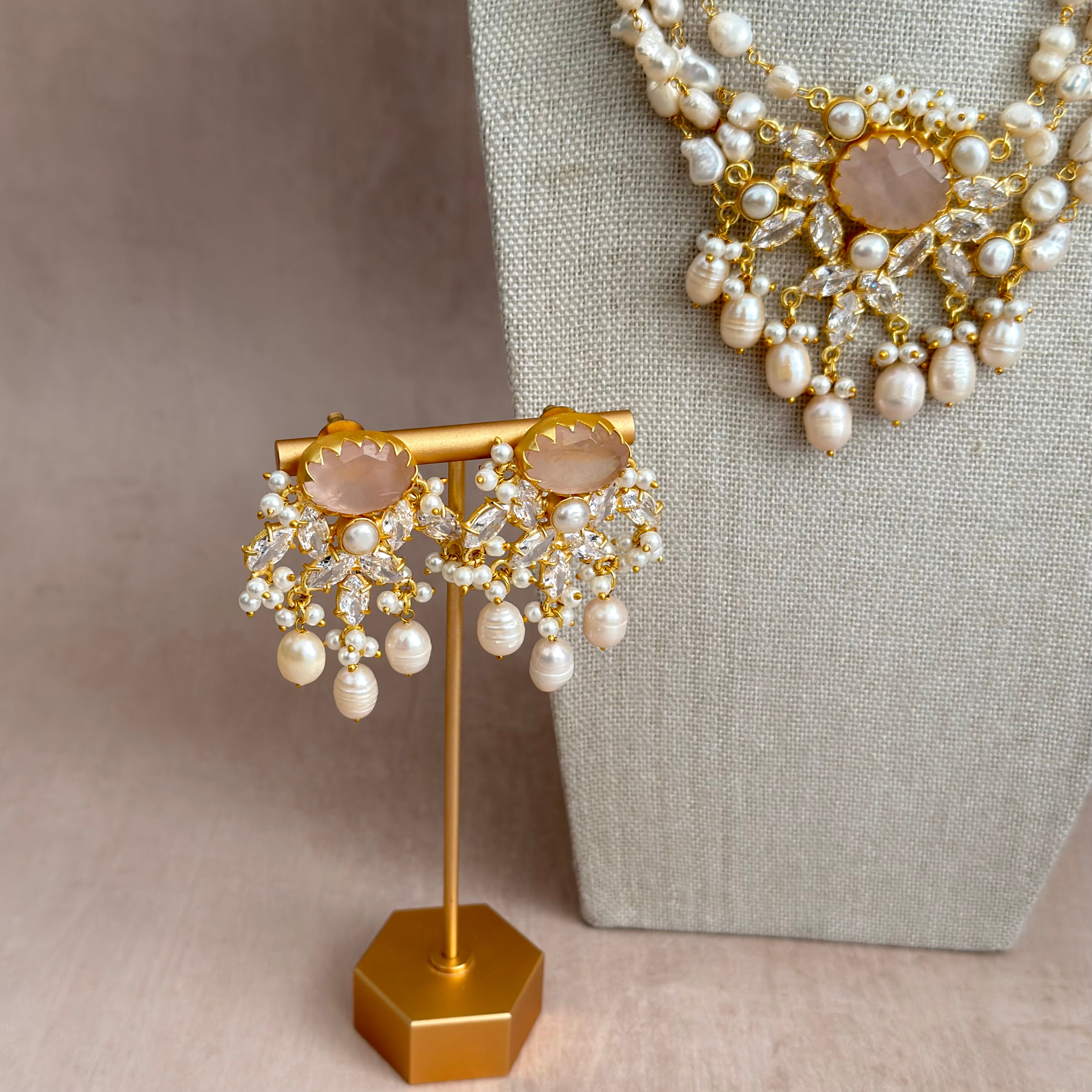 Yasmine Rose Pearl Necklace Set - Ahseya & Co