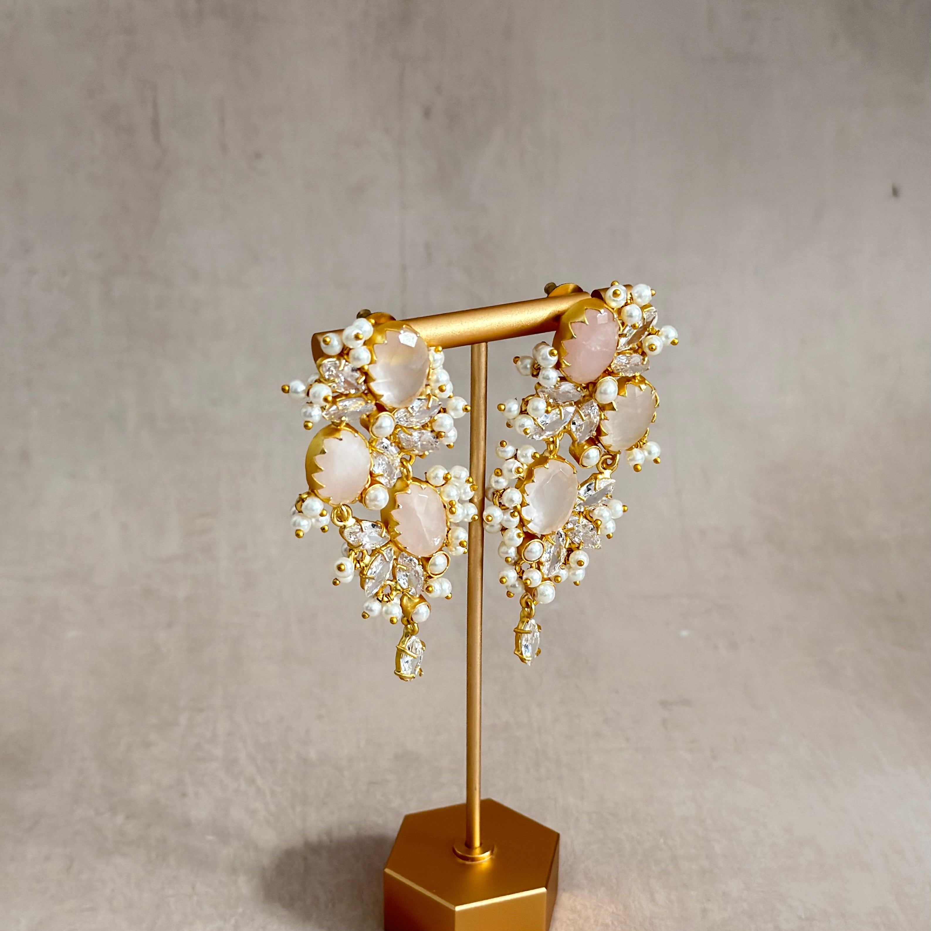 Eimaan Rose Crystal Drop Earrings - Ahseya & Co