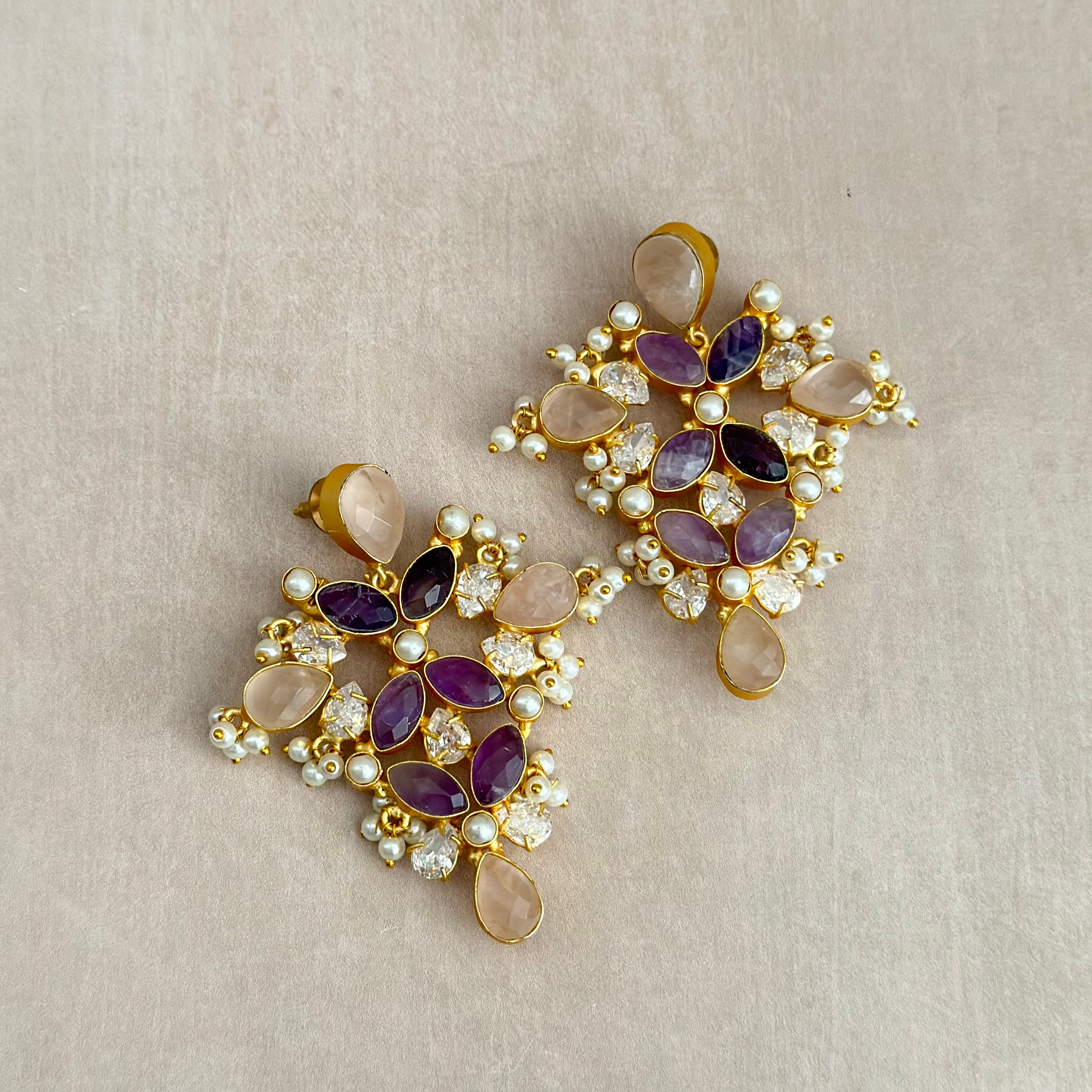 Aseelah Rose Drop Earrings - Ahseya & Co