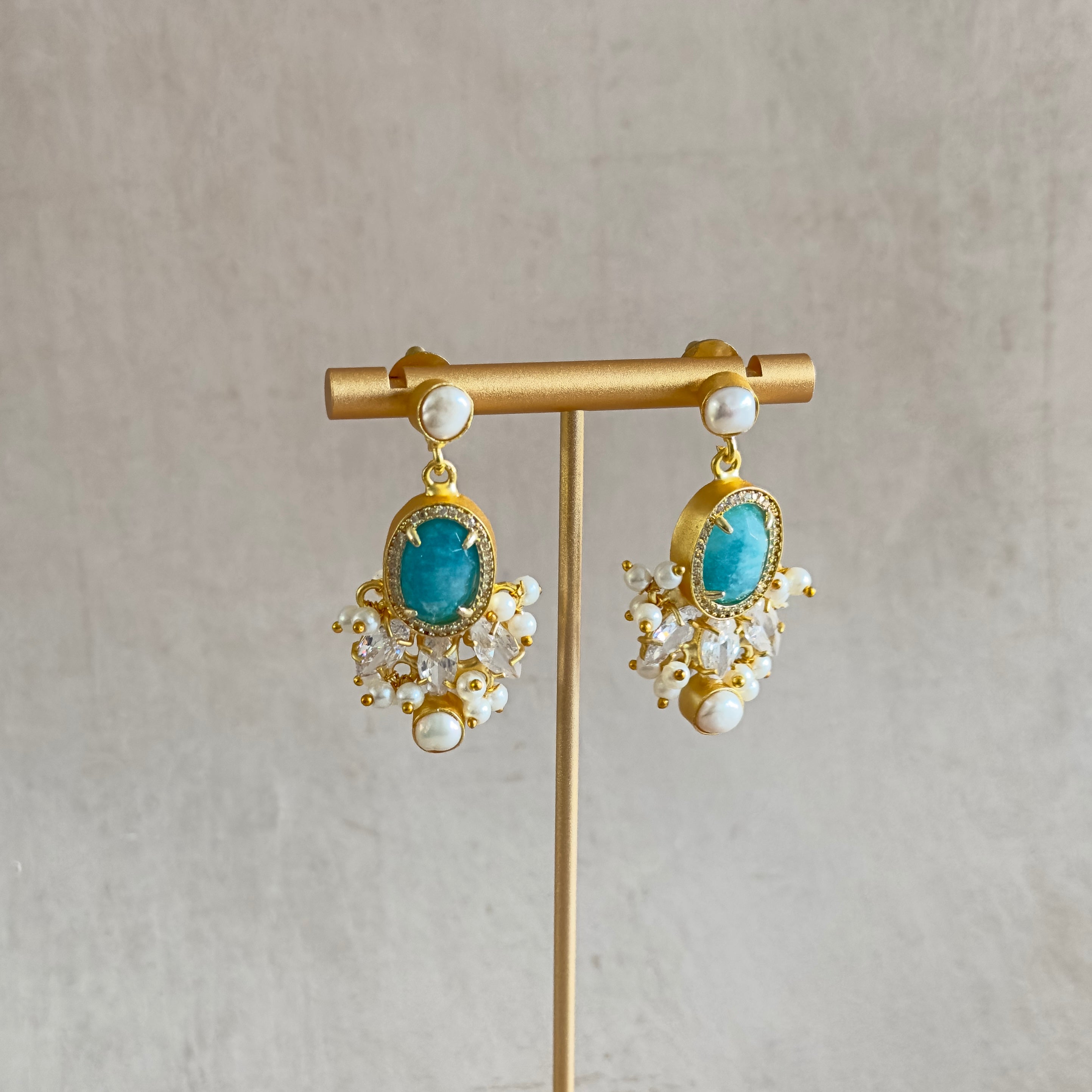 Sonia Blue Pearl Drop Earrings - Ahseya & Co