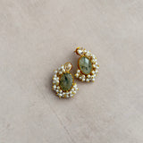 Jolie Olive Green Crystal Stud Earrings