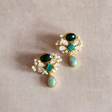 Nazeera Green Crystal Drop Earrings