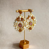 Rumiya Peach Crystal Drop Earrings - Ahseya & Co