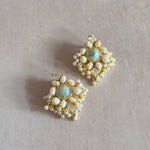 Ivana Mint Pearl Stud Earrings - Ahseya & Co