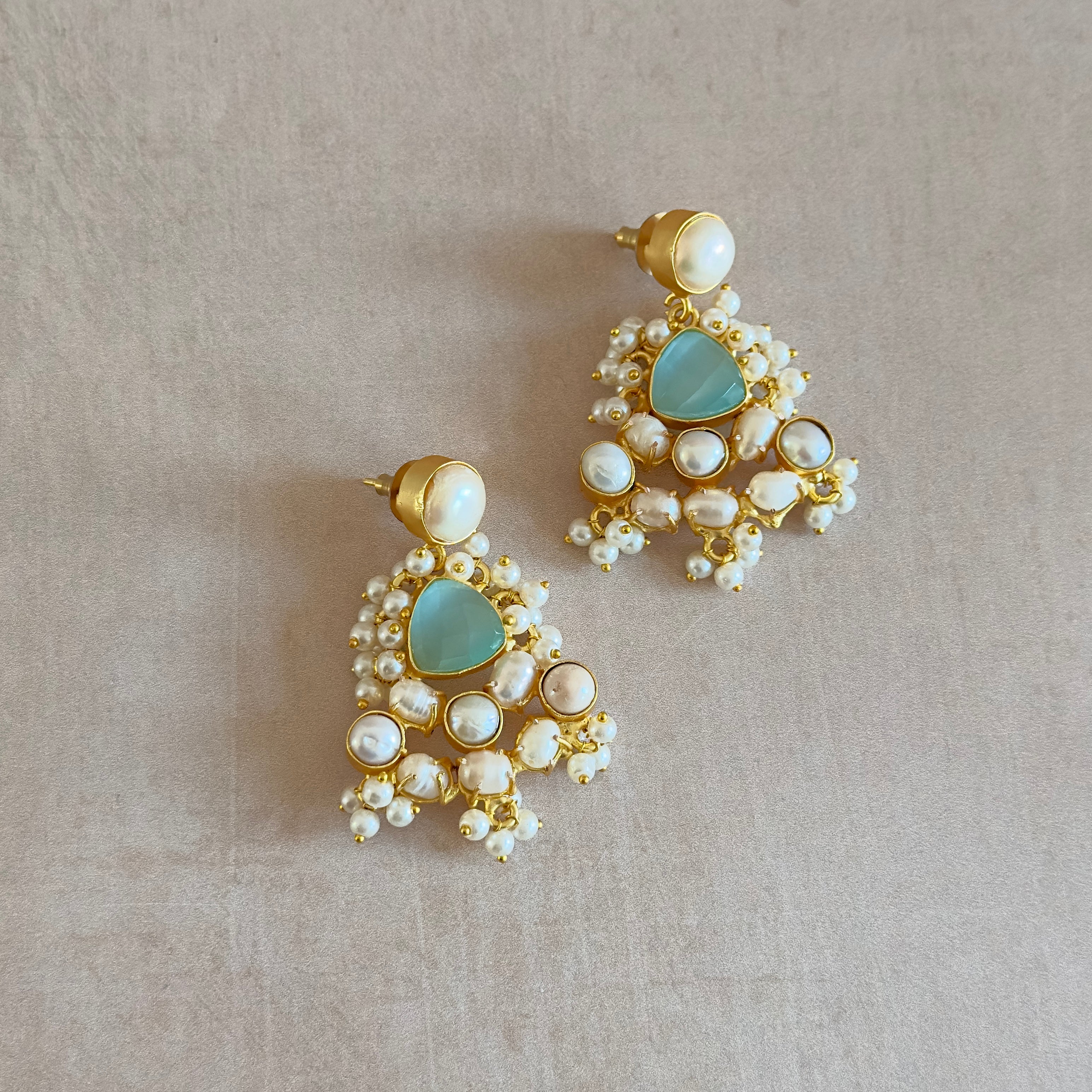 Michelle Blue Pearl Drop Earrings - Ahseya & Co