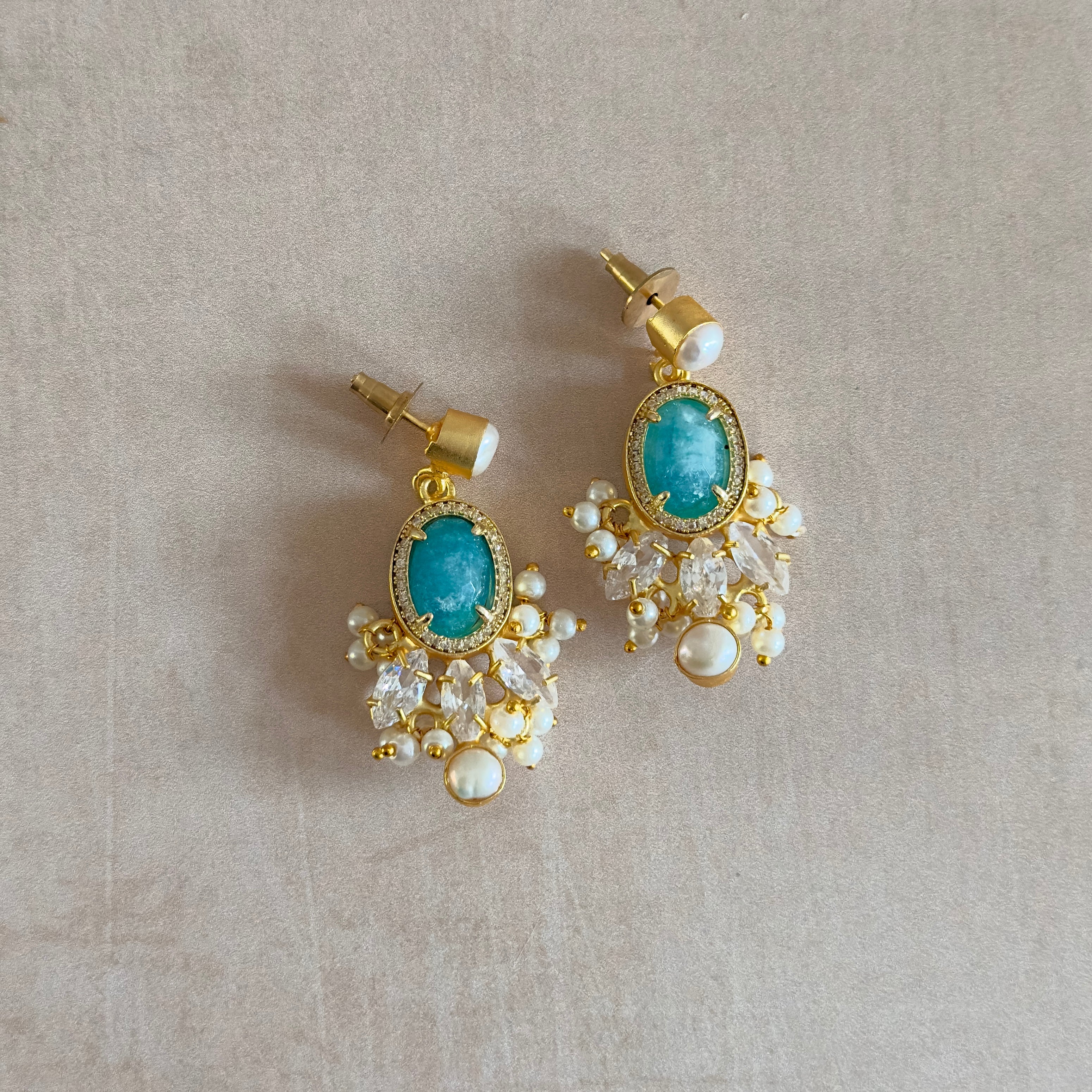 Sonia Blue Pearl Drop Earrings - Ahseya & Co