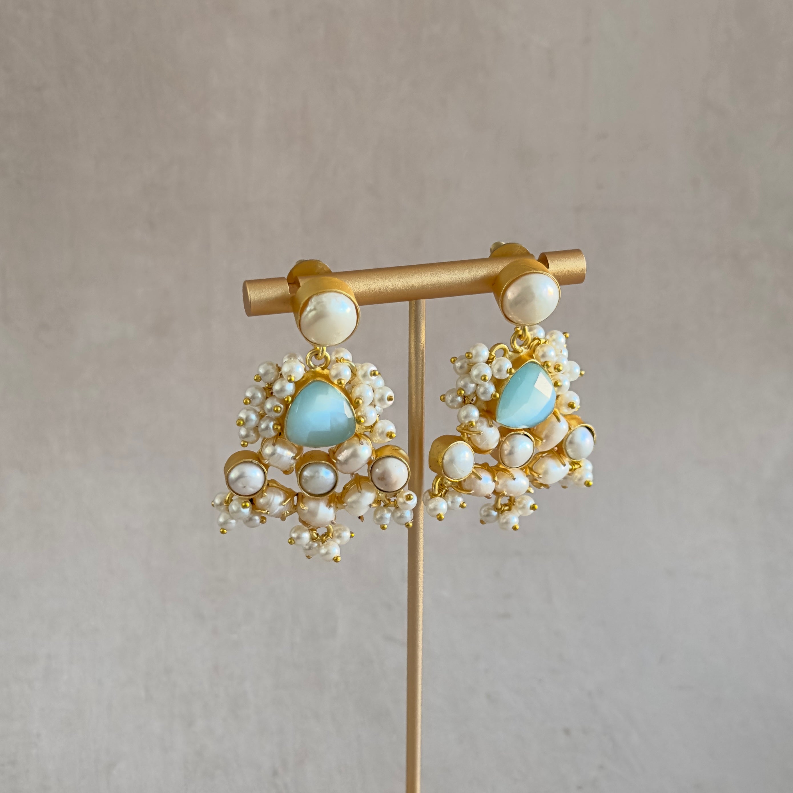 Michelle Blue Pearl Drop Earrings - Ahseya & Co