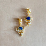 Ezmay Navy Blue Pearl Drop Earrings - Ahseya & Co