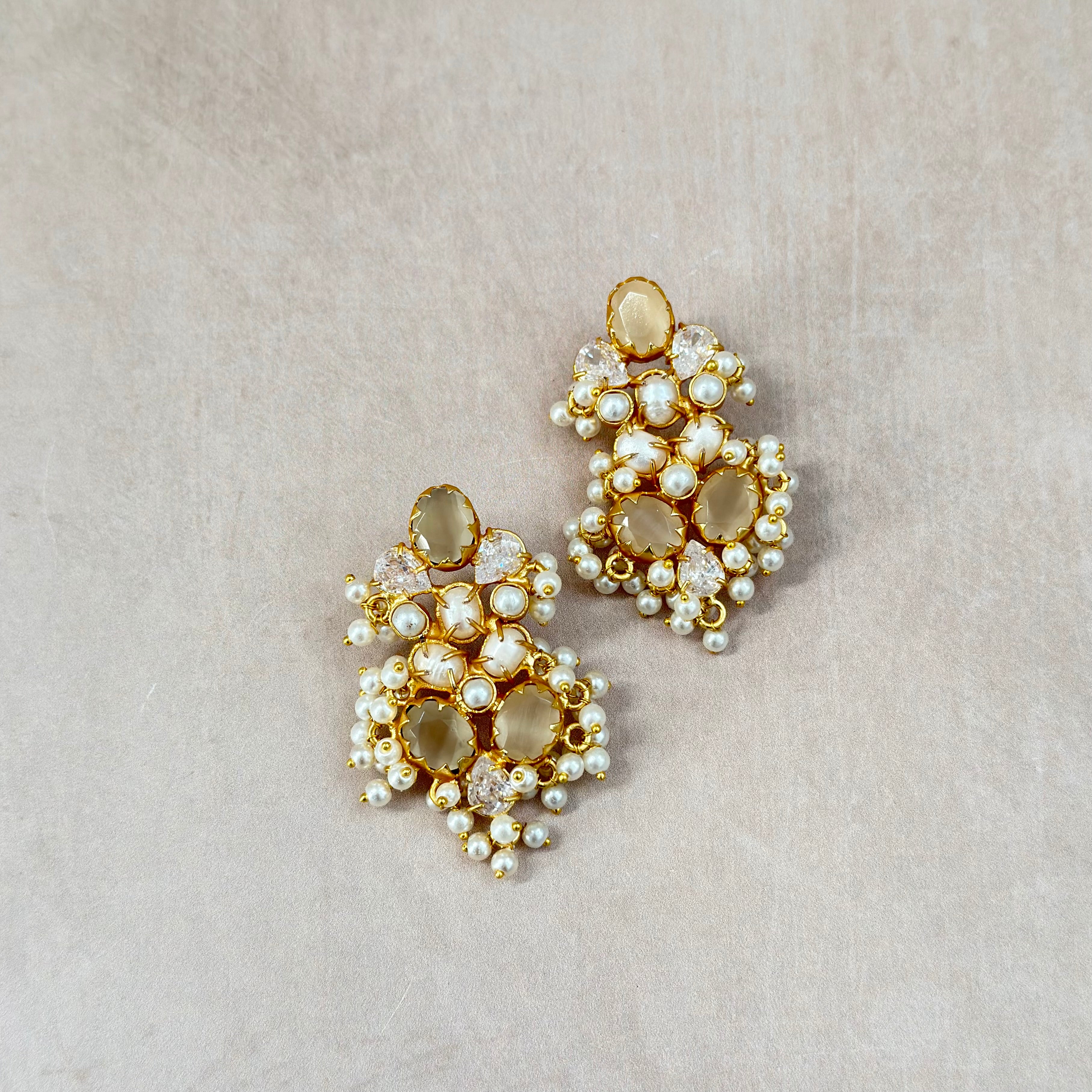 Ariana Grey Stud Earrings - Ahseya & Co