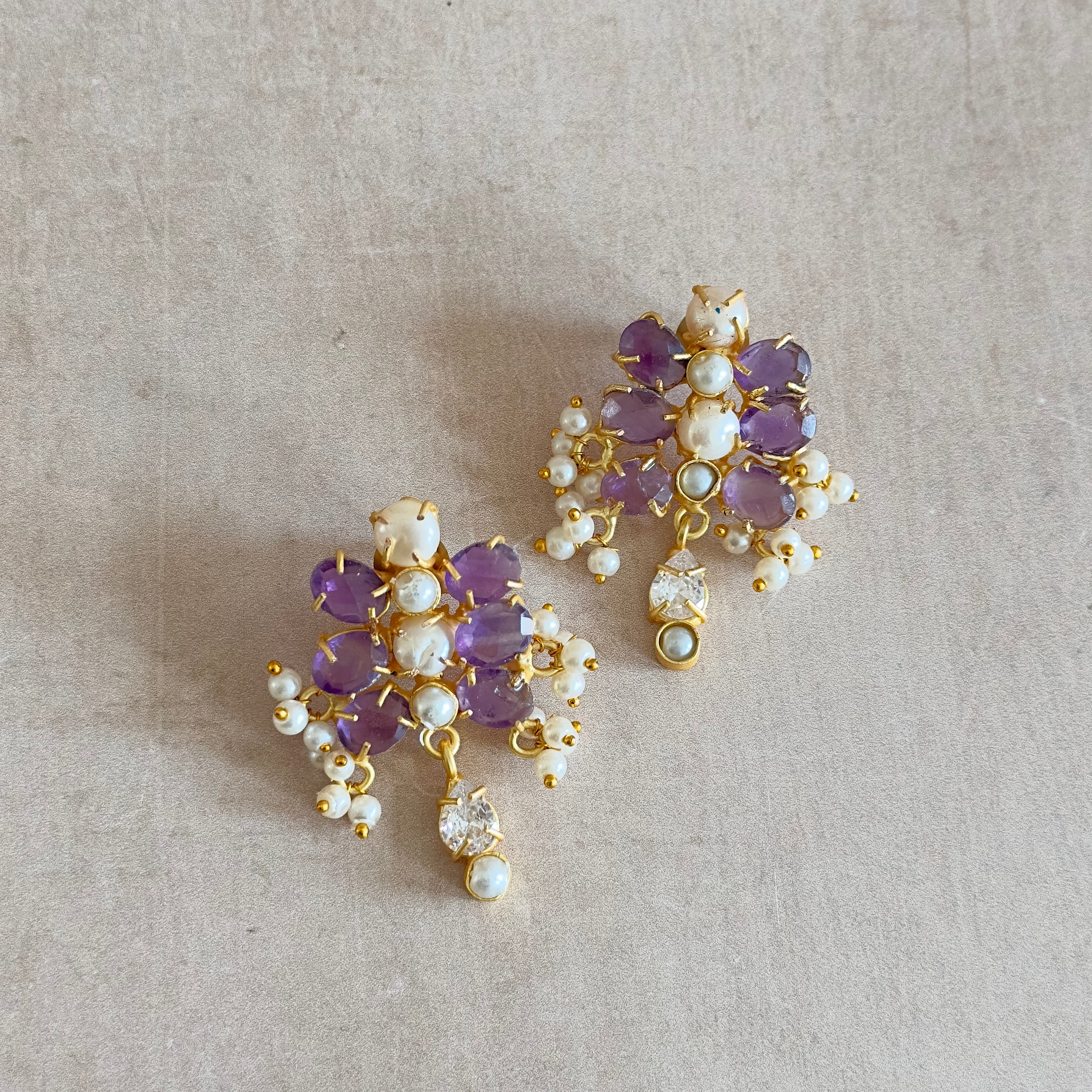 Freya Purple Stud Earrings - Ahseya & Co
