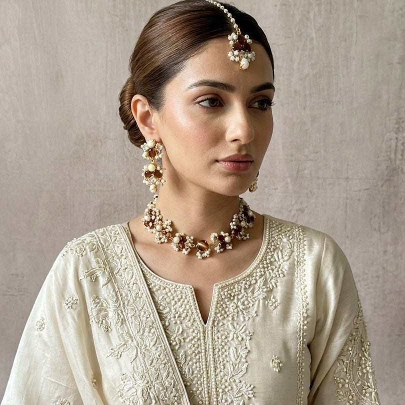 Elouise Espresso Necklace Set - Ahseya & Co