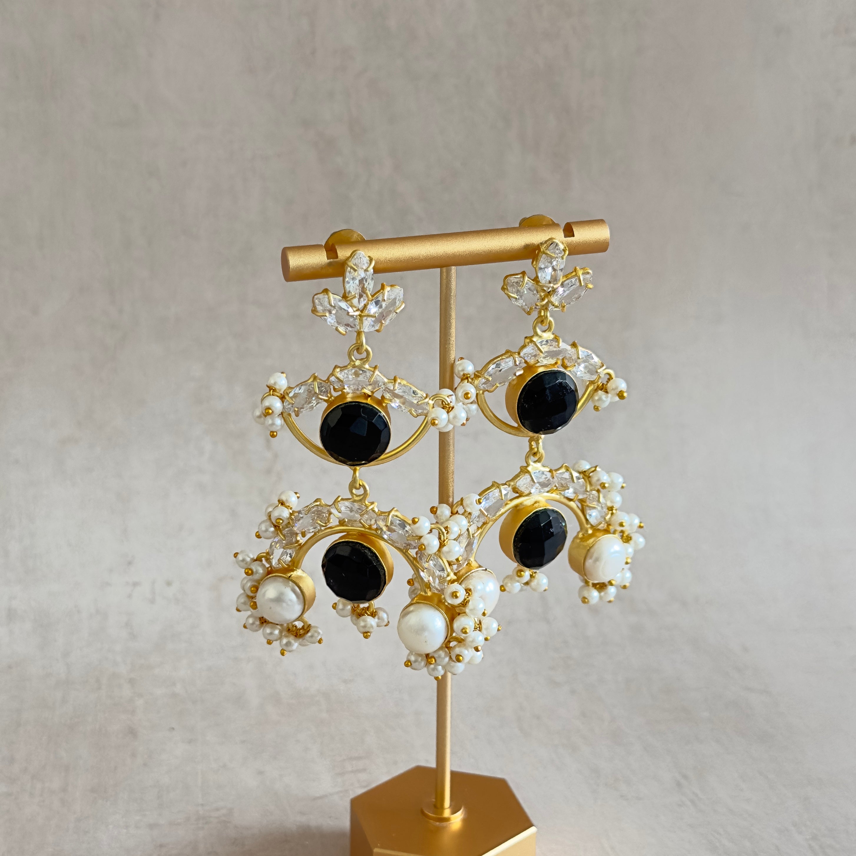 Evelina Black Pearl Drop Earrings - Ahseya & Co