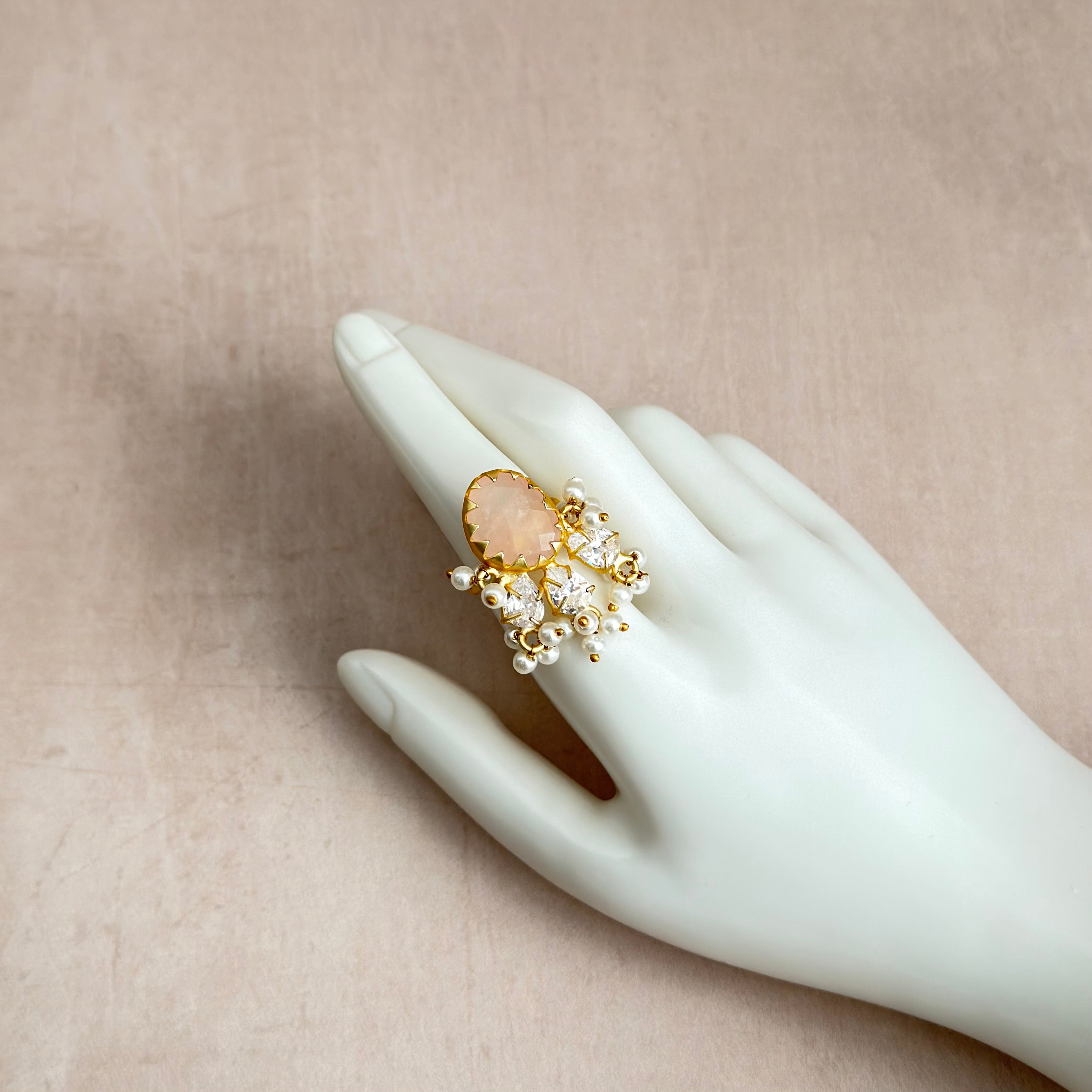 Claudia Pink Crystal Ring - Ahseya & Co