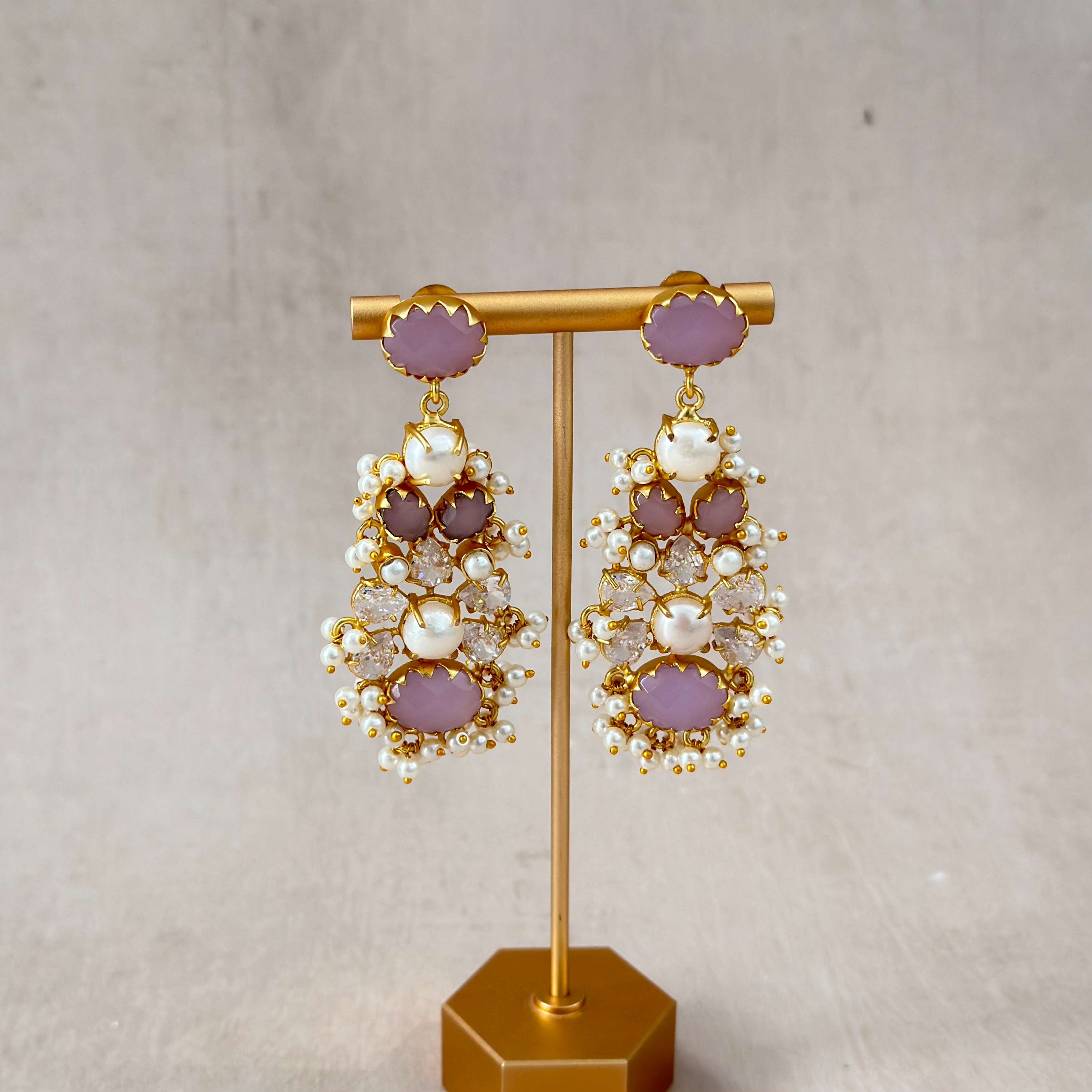 Bisan Lilac Pearl Drop Earrings - Ahseya & Co
