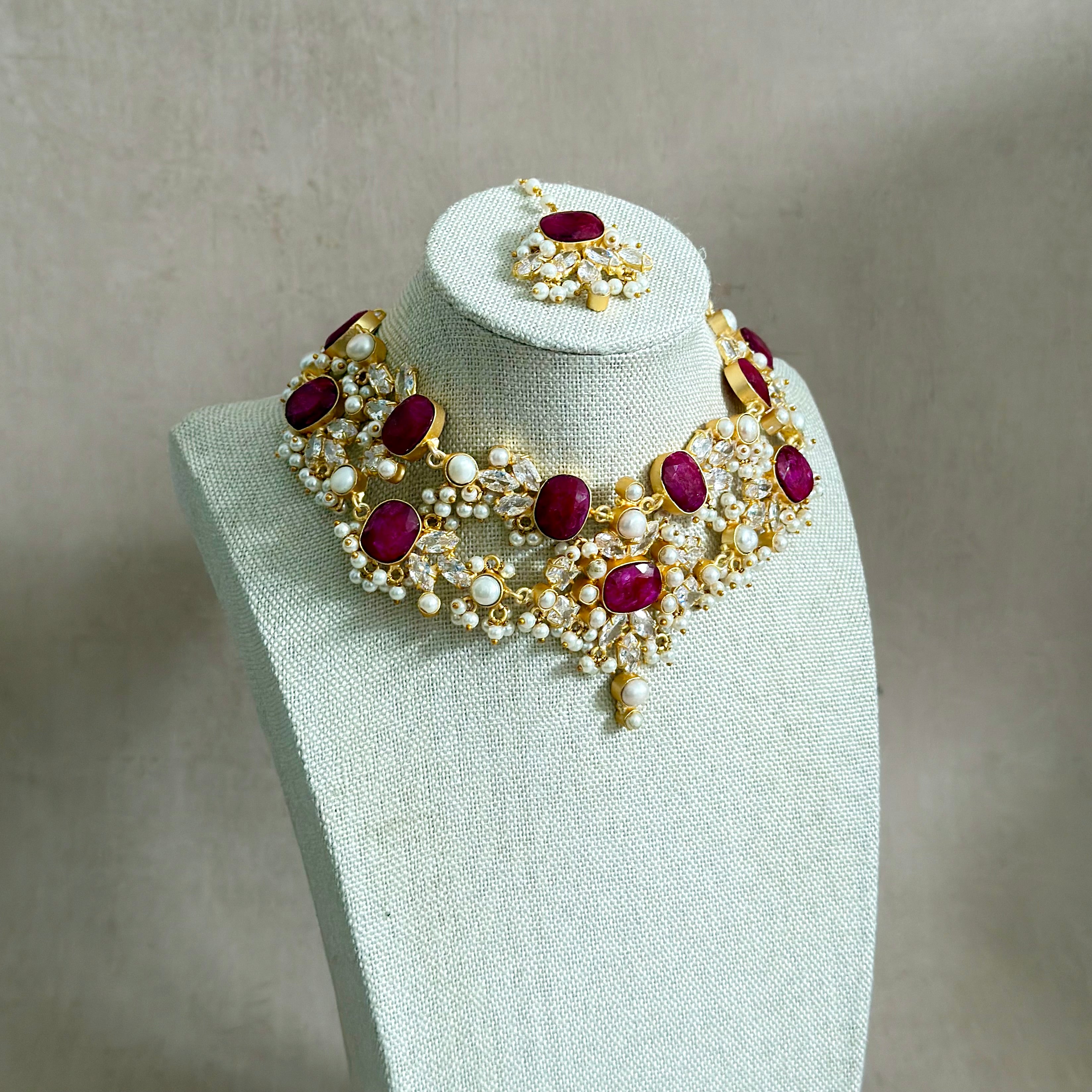 Athena Fuchsia Necklace Set - Ahseya & Co