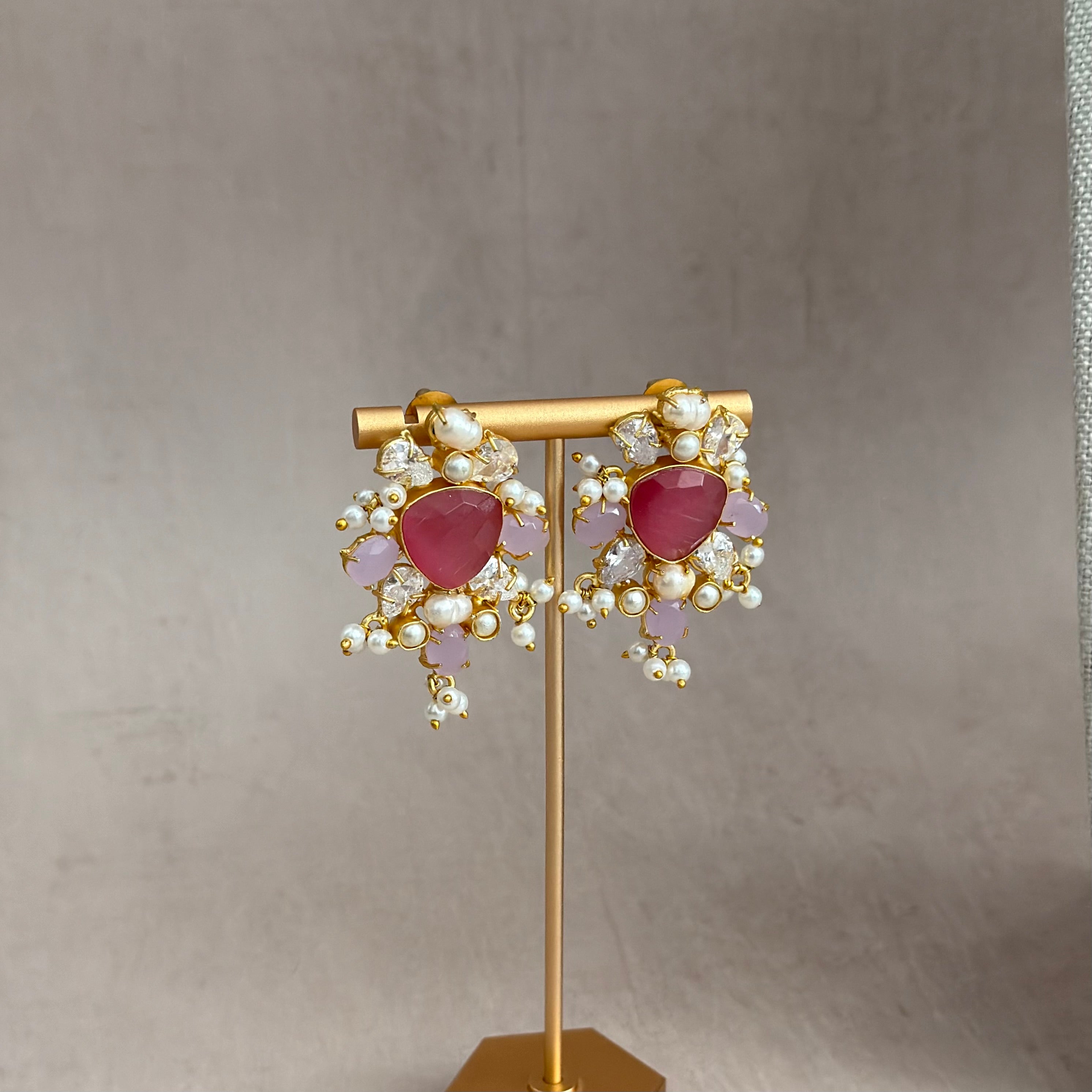 Qamara Pink Crystal Choker Set - Ahseya & Co