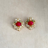 Cindy Fuchsia Crystal Stud Earrings