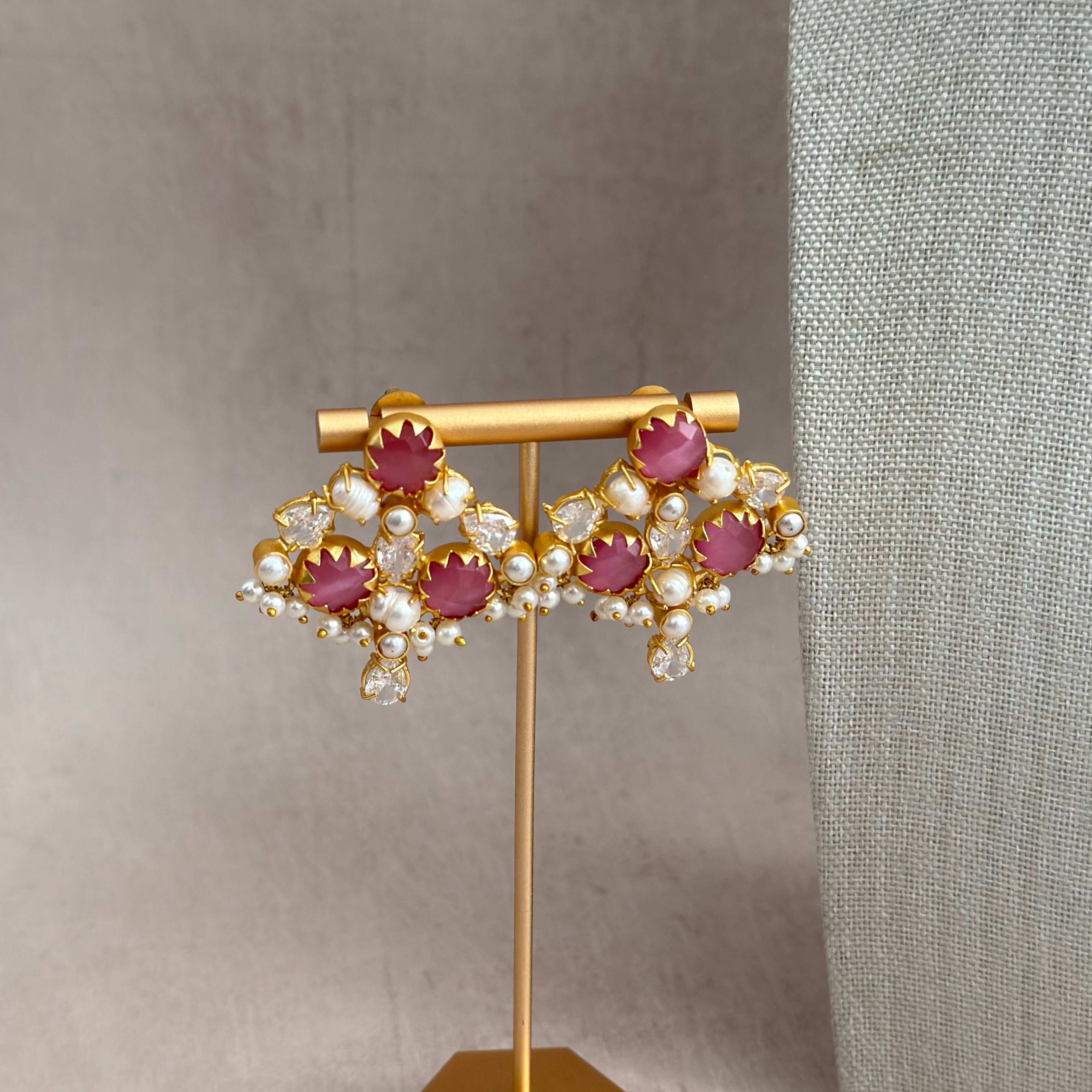 Aaliyah Pink Crystal Choker Set - Ahseya & Co