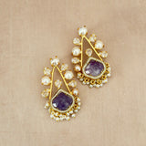 Zohra Purple Pearl Stud Earrings - Ahseya & Co